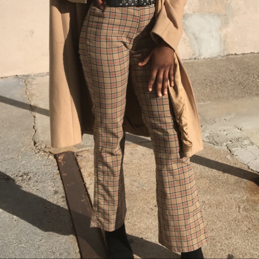 Paris Blues Plaid bell bottom pants...No Belt